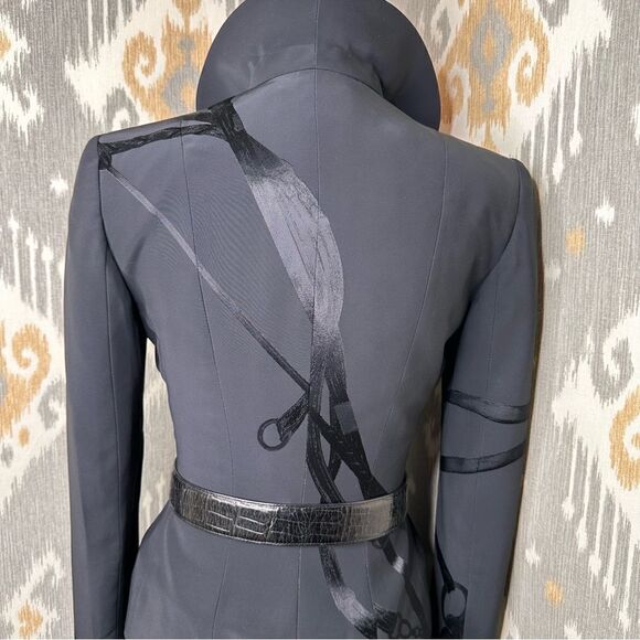 Ralph Lauren Fall 2020 Collection Black Silk Equestrian Jacquard Sylvia Jacket - Picture 12 of 16